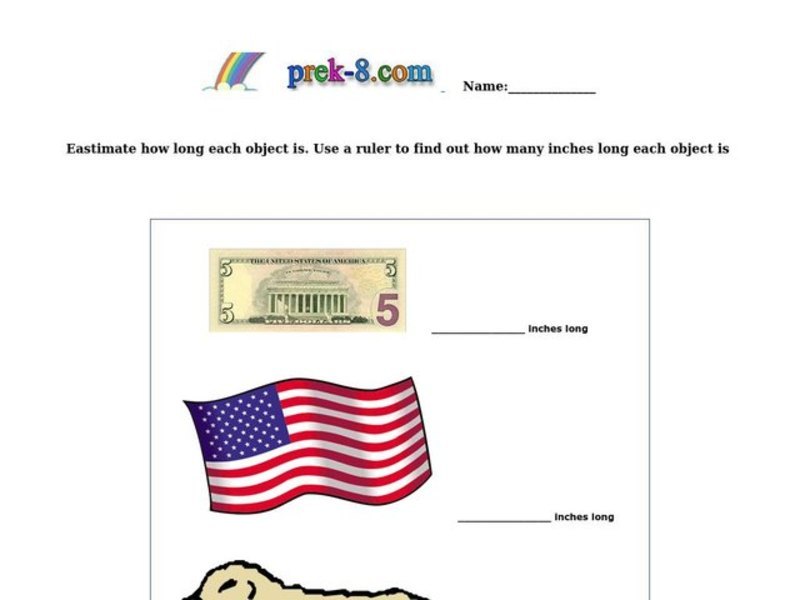Estimating Length Worksheet