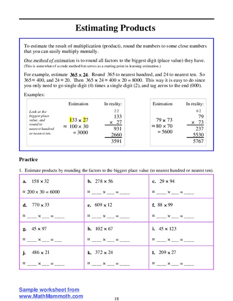 Estimating Products Lesson Plan