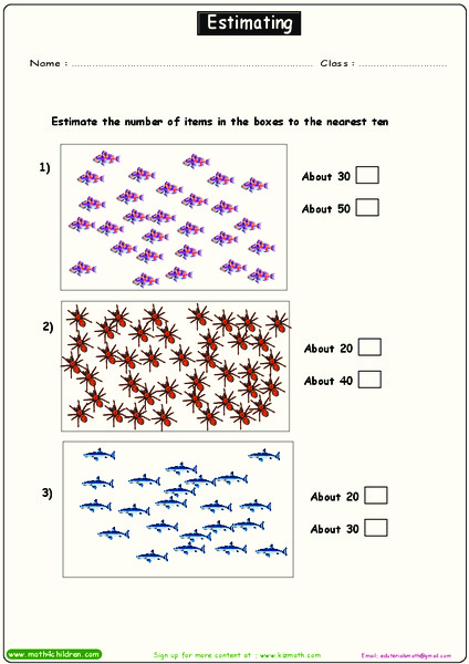 Estimating Worksheet