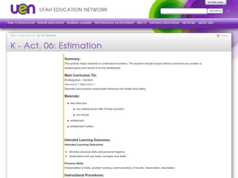 Estimation Lesson Plan