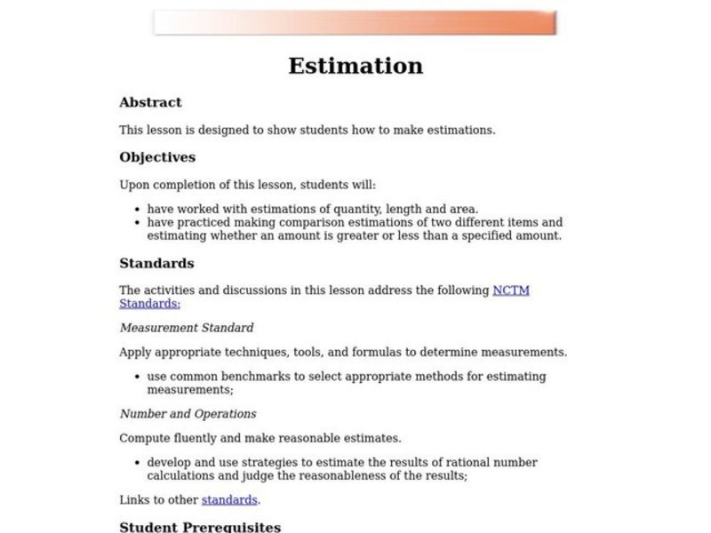 Estimation Lesson Plan