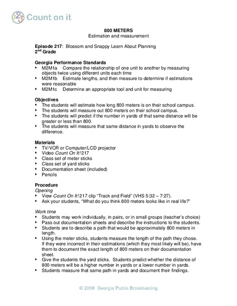 Estimation and Measurement Lesson Plan