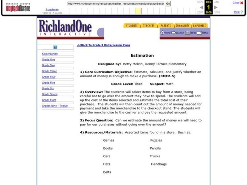 Estimation Lesson Plan