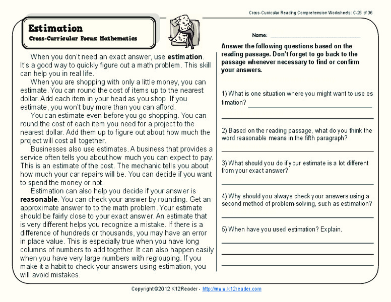 Estimation Worksheet