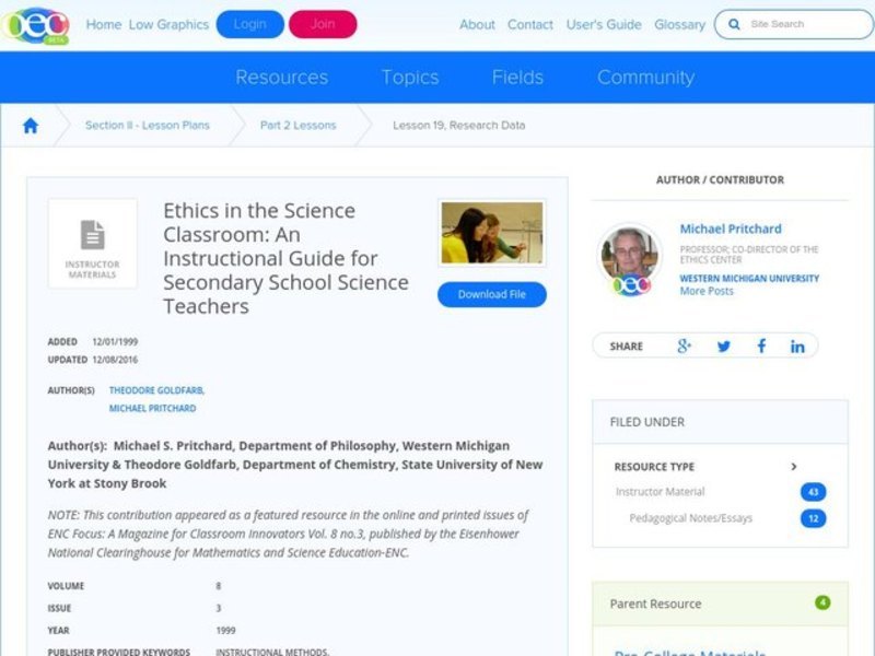 Ethics in the Science Classroom Lesson Plan