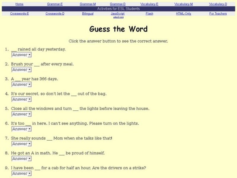 Guess The Word Interactive