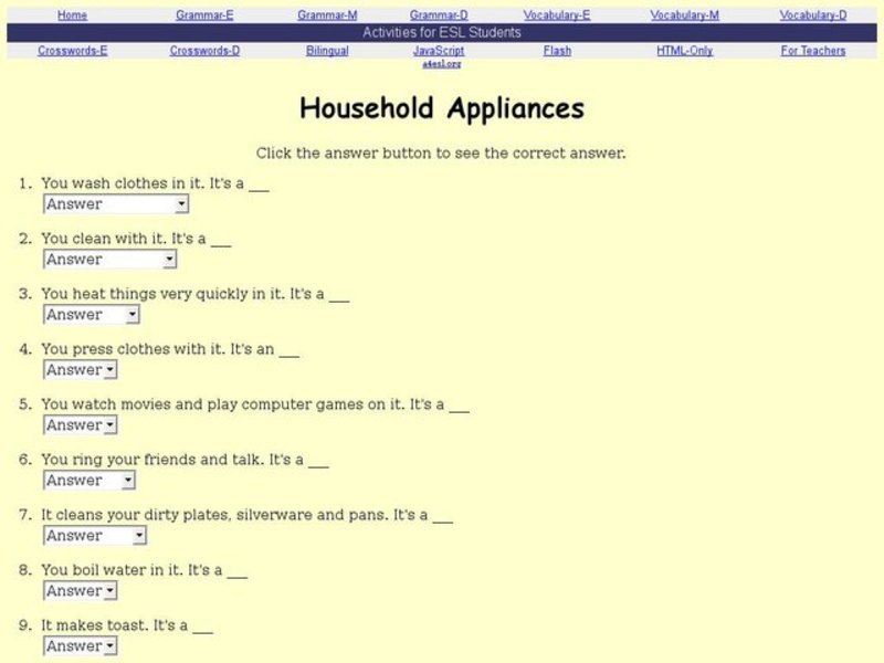 ESL-Household Appliances Interactive
