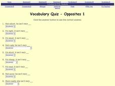 Vocabulary Quiz--Opposites 1 Interactive