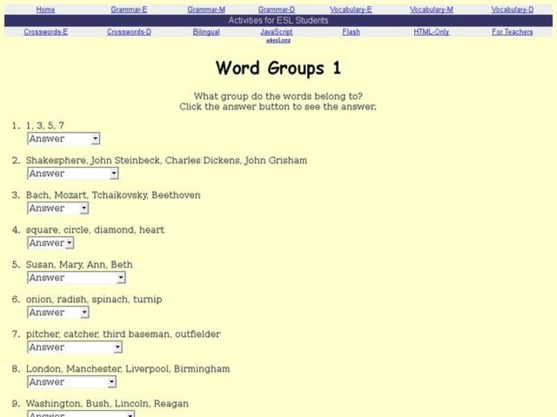 Word Groups 1 Interactive