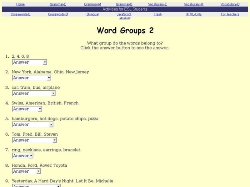 Word Groups 2 Interactive