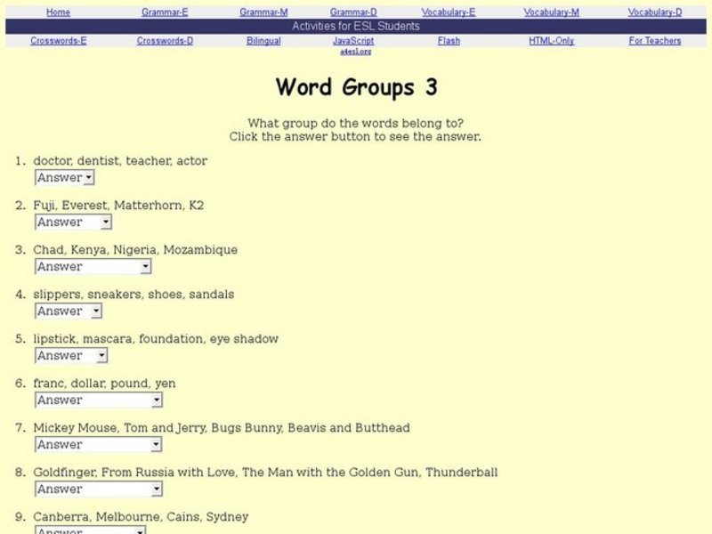 Word Groups 3 Interactive