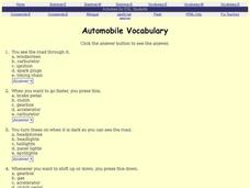 Automobile Vocabulary Interactive