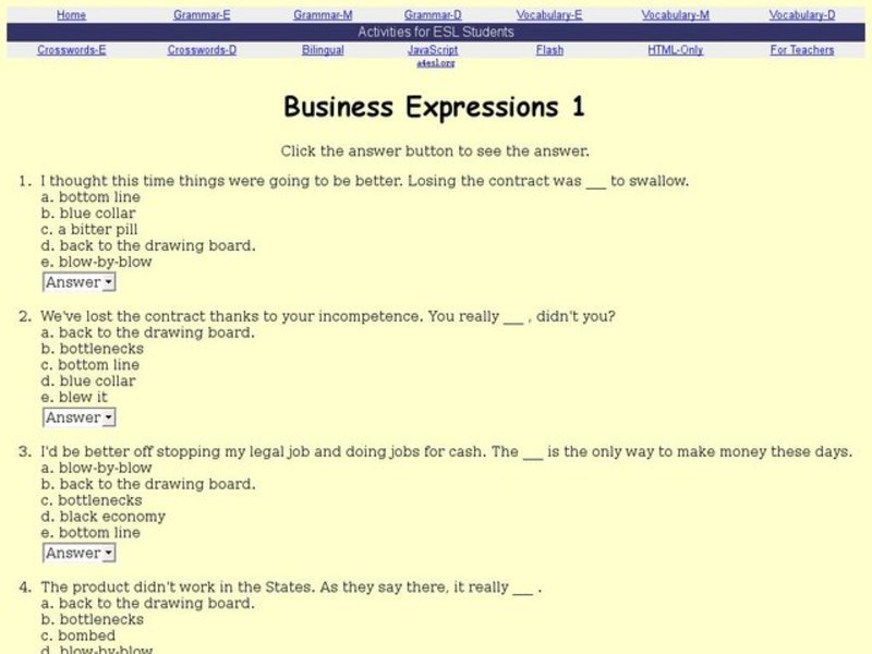 ESL: Business Expressions 1 Interactive