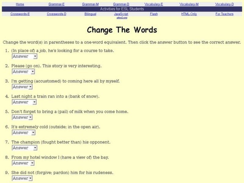 Change The Words Interactive