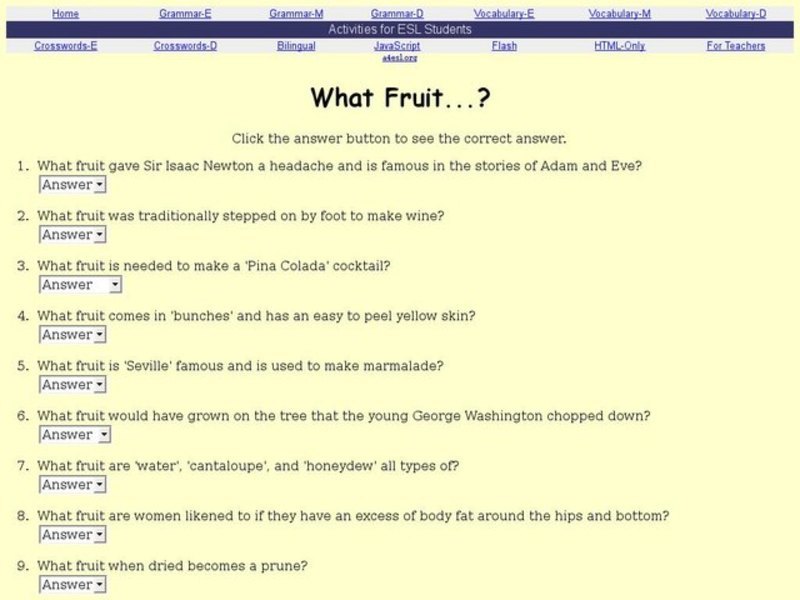 ESL: What Fruit? Interactive