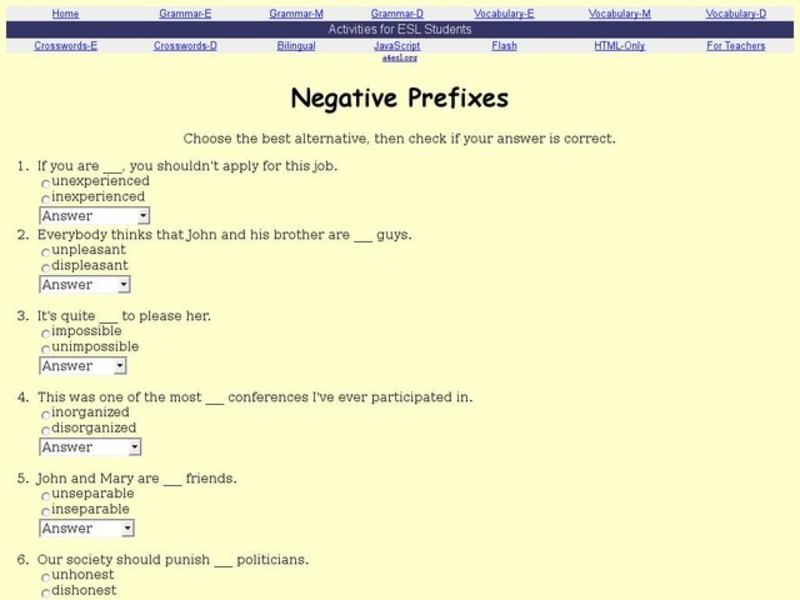 Negative Prefixes Interactive