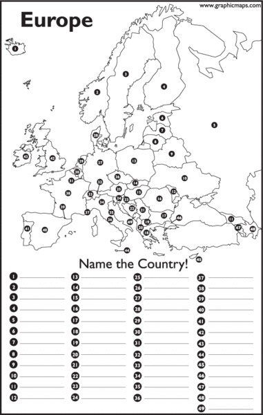 Europe Map Worksheet