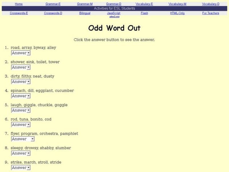 Odd Word Out Interactive