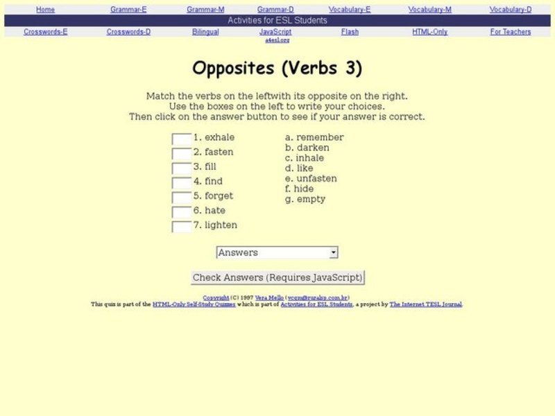 ESL Opposites- Verbs Interactive