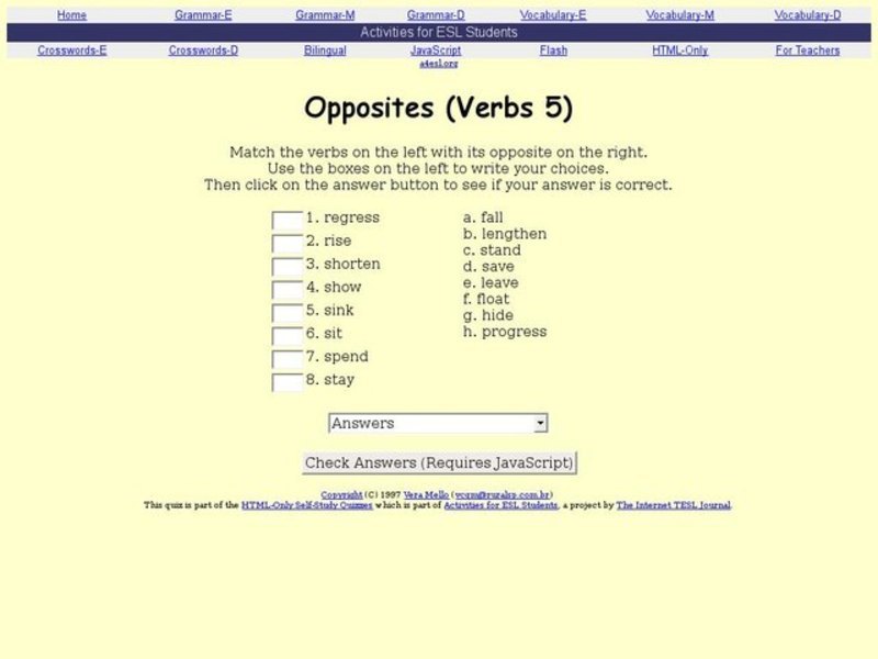 Opposites (Verbs 5) Interactive