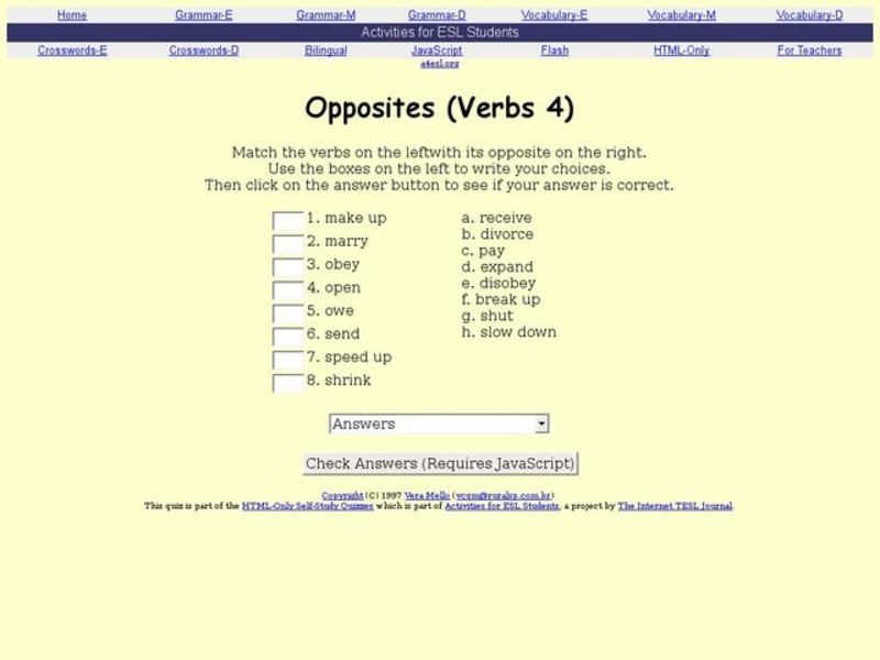 ESL-Opposite Verbs Interactive