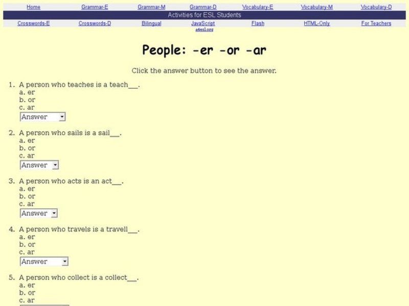 People: -er -or -ar Interactive