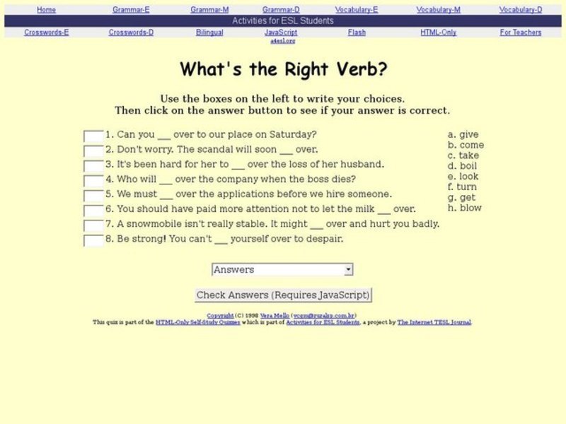 ESL: What's the Right Verb? Interactive