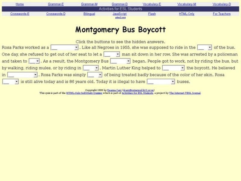 ESL: Montgomery Bus Boycott Interactive