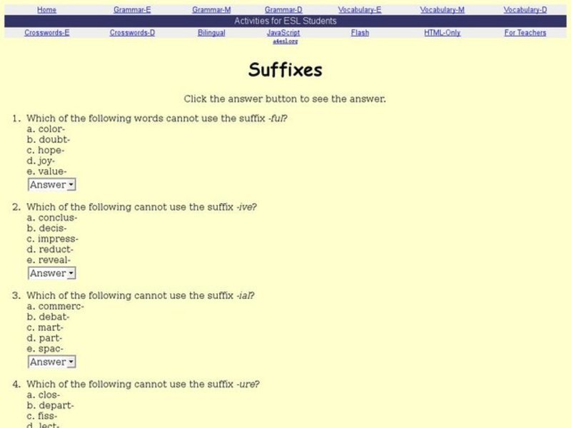 Suffixes Interactive