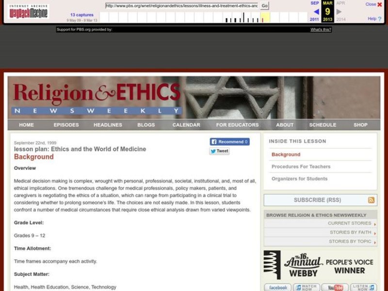 Ethics and the World of Medicine Lesson Plan