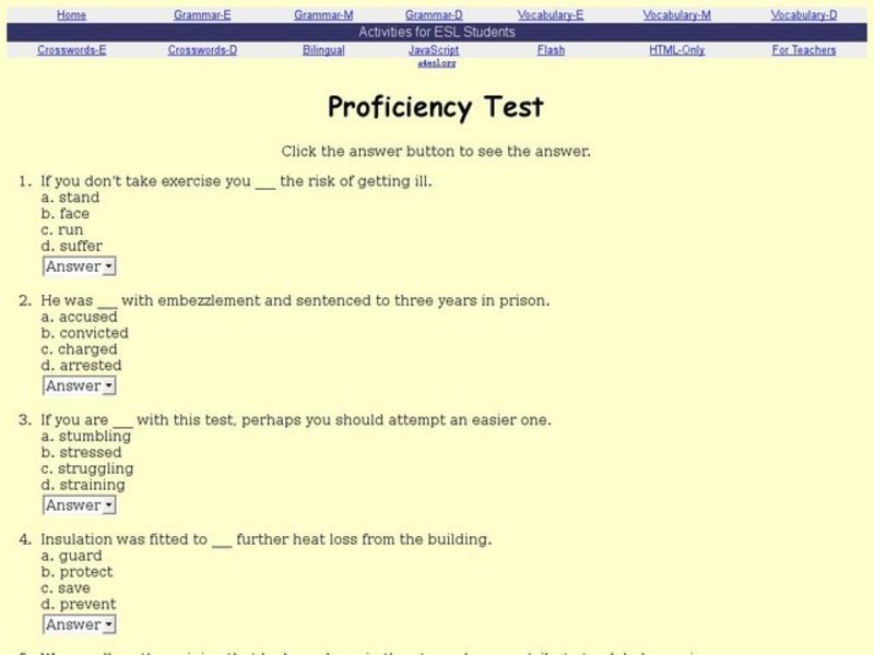 Proficiency Test:  Word Usage Interactive