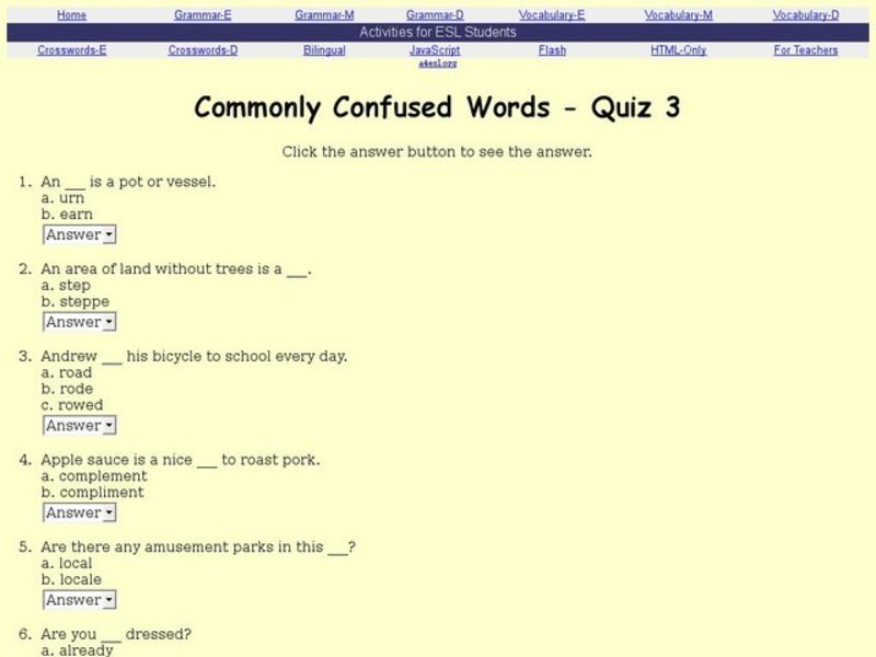 ESL: Commonly Confused Words Interactive