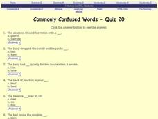 ESL: Commonly Confused Words- Quiz 20 Interactive