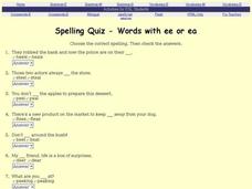 Spelling Quiz - Words with ee or ea Interactive