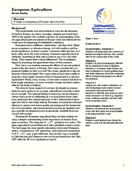 European Agriculture Lesson Plan