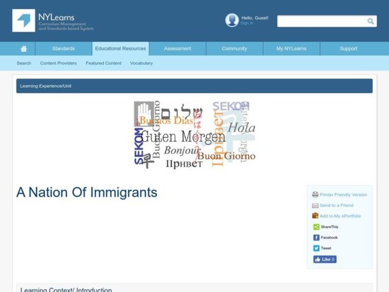 A Nation Of Immigrants Lesson Plan