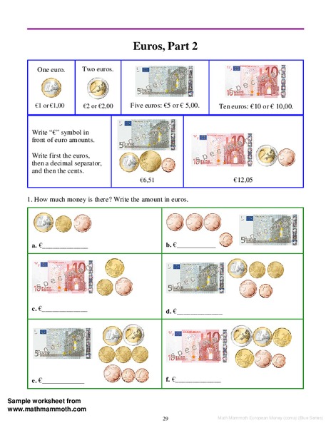 Euros, Part Two Worksheet