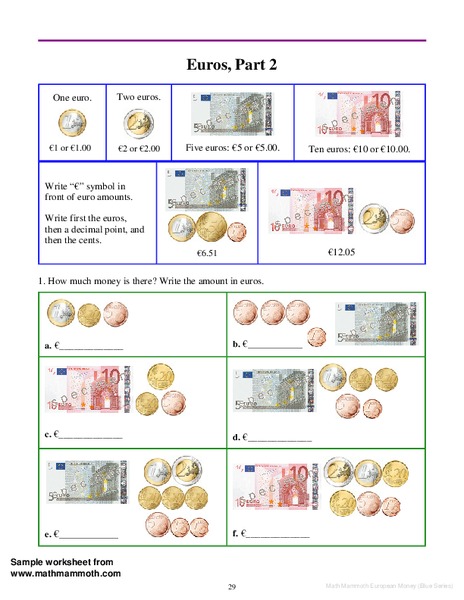 Euros, Part Two Worksheet