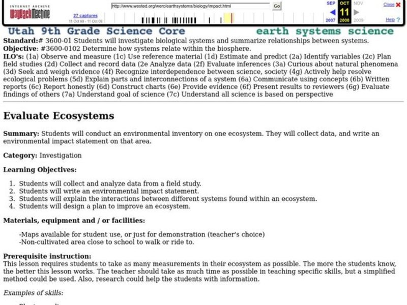 Evaluate Ecosystems Lesson Plan