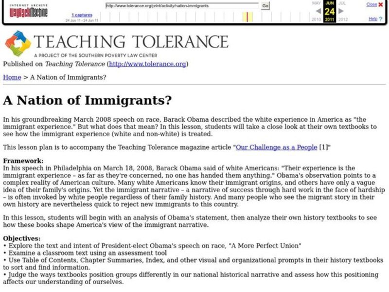 A Nation of Immigrants Lesson Plan