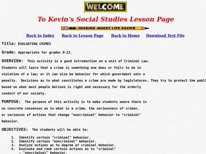 Evaluating Crimes Lesson Plan