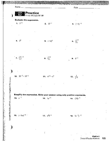 Evaluating Expressions Worksheet