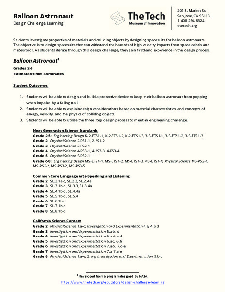 Balloon Astronaut Lesson Plan