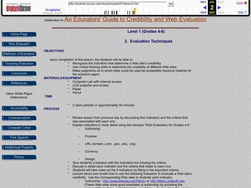 Evaluation Techniques Lesson Plan
