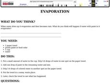 Evaporation Worksheet