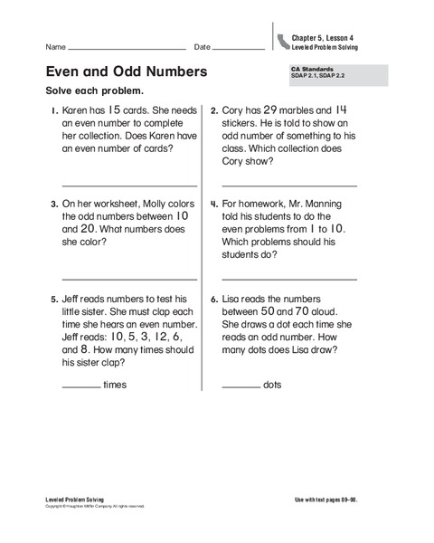 Even and Odd Numbers Worksheet