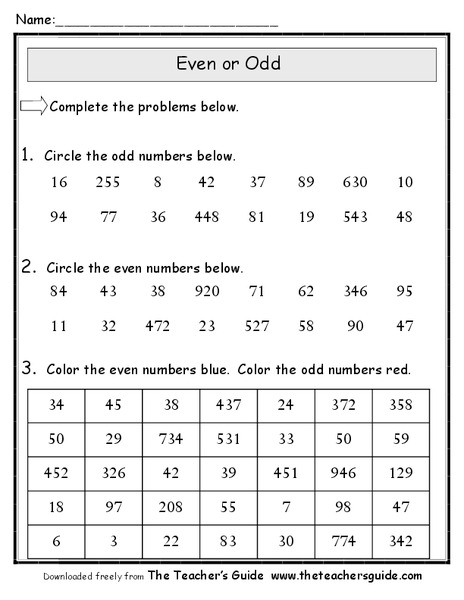 Even or Odd? Worksheet