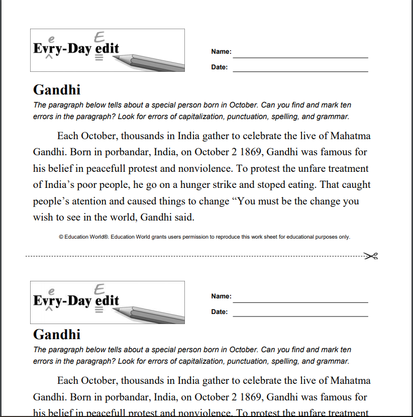 Every Day Edit - Gandhi Activity