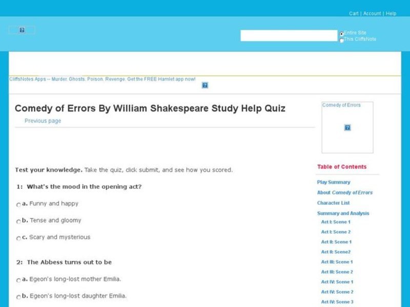 Comedy of Errors Quiz Interactive