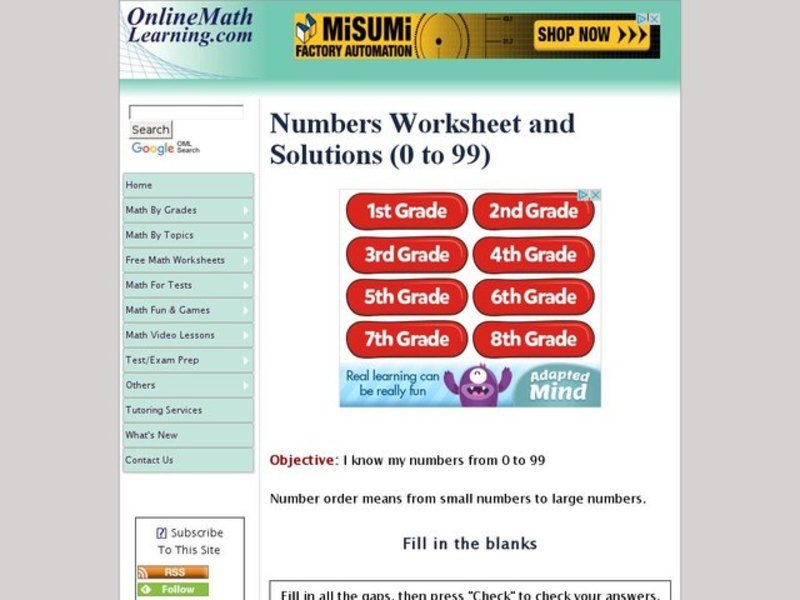 Numbers From 0 to 99 Interactive